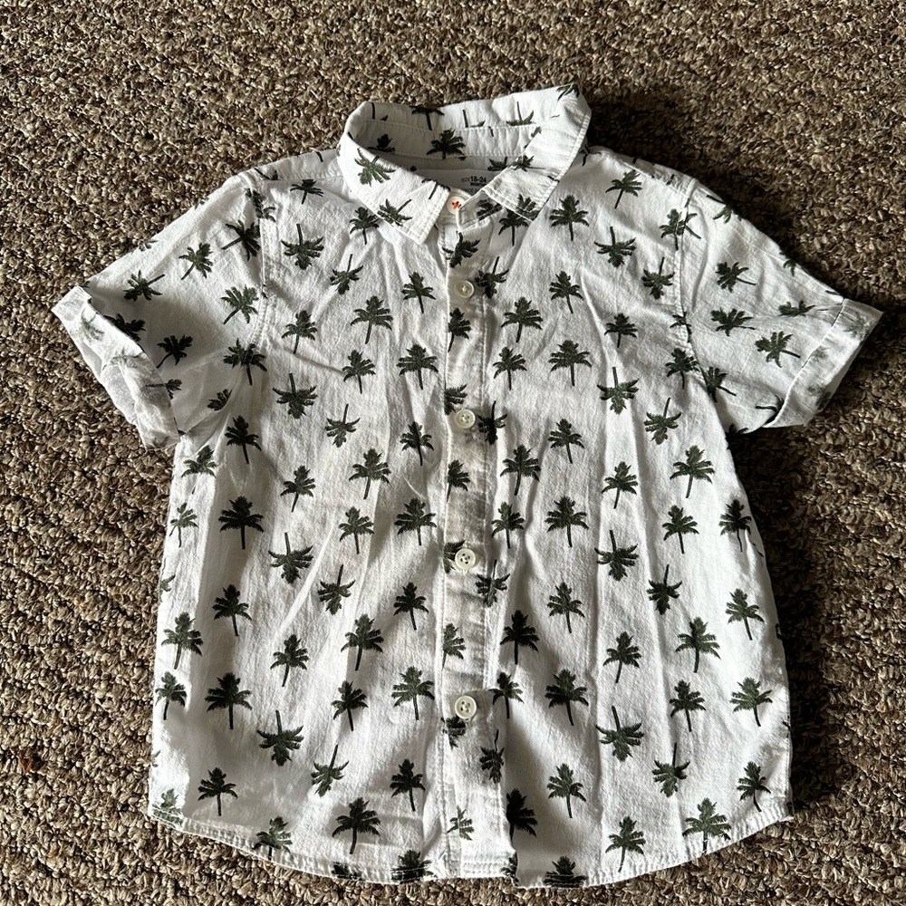 Zara 18-24 month linen blend palm print short sleeve